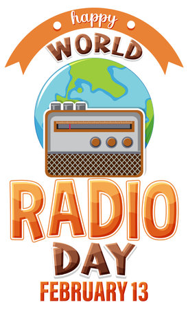 World Radio Day Banner illustrationのイラスト素材