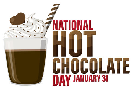 National Hot Chocolate Day Banner Design illustrationのイラスト素材