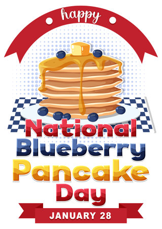 Happy national blueberry pancake day banner design illustrationのイラスト素材