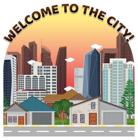 Welcome to the city vector illustrationのイラスト素材