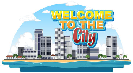 Welcome to the city text design illustrationのイラスト素材