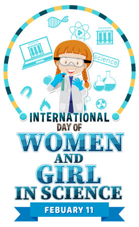 International Day of Women and Girls in Science illustrationのイラスト素材