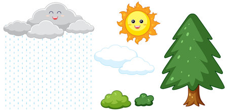 Set of water cycle element illustrationのイラスト素材