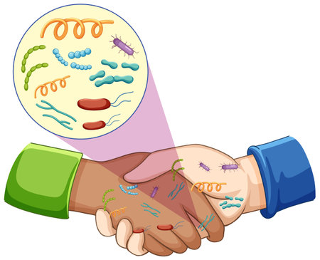 Shaking hands with virus and bacteria illustrationのイラスト素材