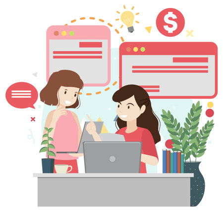 Working characters flat design for web banner illustrationのイラスト素材