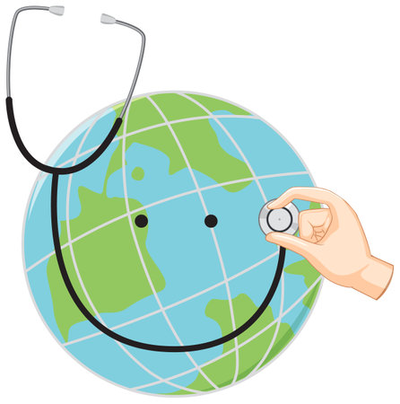 Earth globe with stethoscope icon illustrationのイラスト素材