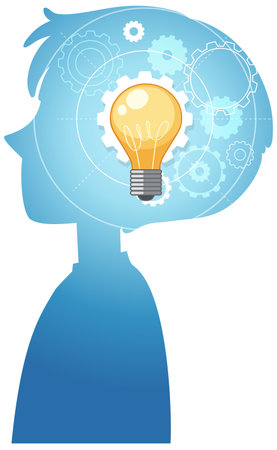 Light bulb in silhouette human icon design illustrationのイラスト素材