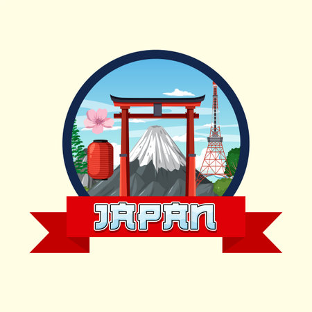 Torii gate Japanese nation tradition symbol illustrationのイラスト素材