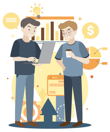 Working characters flat design for web banner illustrationのイラスト素材