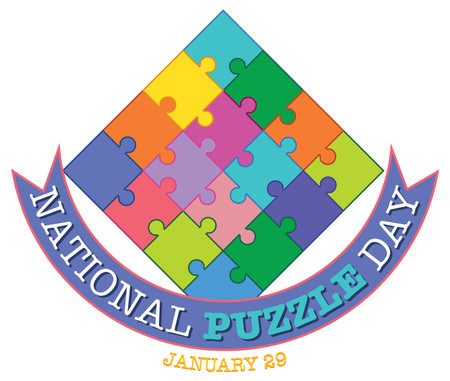 National Puzzle Day Banner Design illustrationのイラスト素材