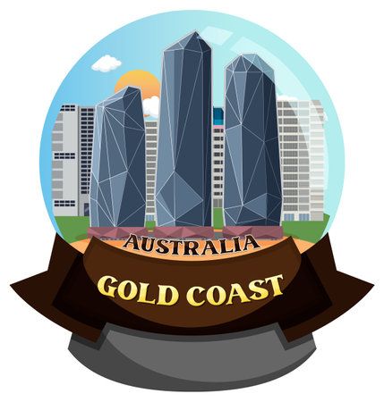 Gold Coast Australia Building Landmark illustrationのイラスト素材