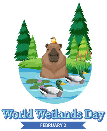 World wetlands day on February icon illustrationのイラスト素材