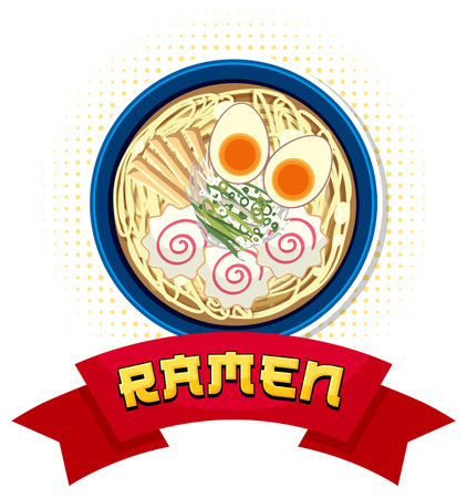 Ramen Japanese food element nation tradition symbol illustrationのイラスト素材
