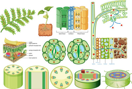 Plant Cohesion Vascular Tissue (Xylem and Phloem) illustrationのイラスト素材