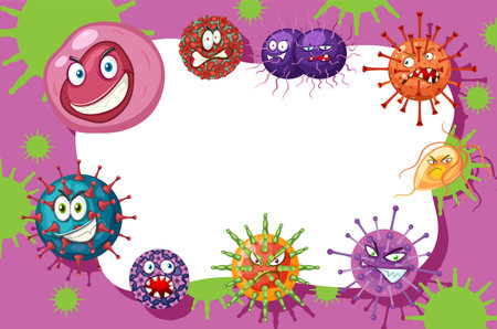Germ bacteria and virus background frame template illustrationのイラスト素材