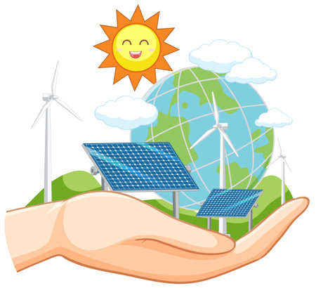 Green energy from natural resources vector concept illustrationのイラスト素材