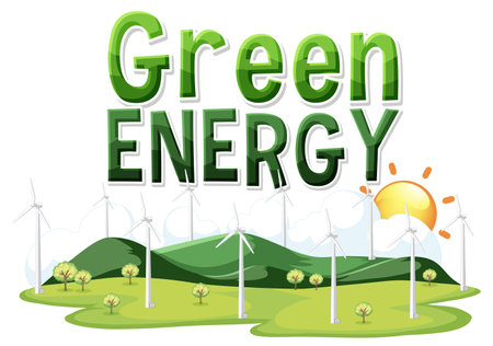 Green energy text banner design illustrationのイラスト素材