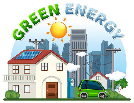 Green energy text banner design illustrationのイラスト素材