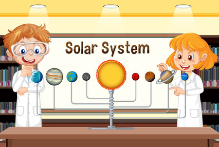 Solar system classroom template illustrationのイラスト素材