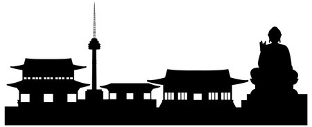 Silhouette Korean element nation tradition symbol illustrationのイラスト素材