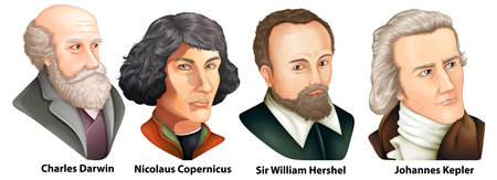 Great scientist astronomers portrait vector illustrationのイラスト素材