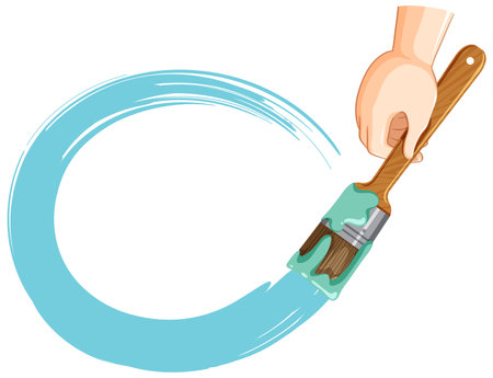 Paint brush with brush stroke circle illustrationのイラスト素材