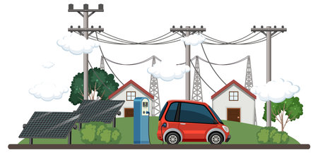 Green energy generated from natural resources vector concept illustrationのイラスト素材