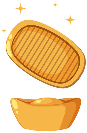 Traditional Chinese Gold Ingot illustrationのイラスト素材