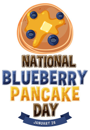 National Blueberry Pancake Day Banner illustrationのイラスト素材