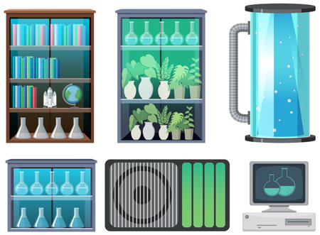 Set of plant laboratory experiment illustrationのイラスト素材