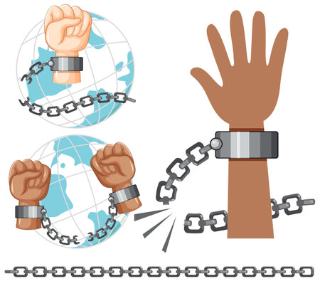 Hands Breaking Chains Vector illustrationのイラスト素材