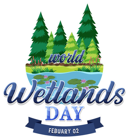 World wetlands day on February icon illustrationのイラスト素材