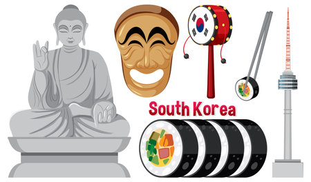 Korean element nation tradition symbol illustrationのイラスト素材