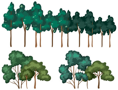 Variety trees on white background illustrationのイラスト素材
