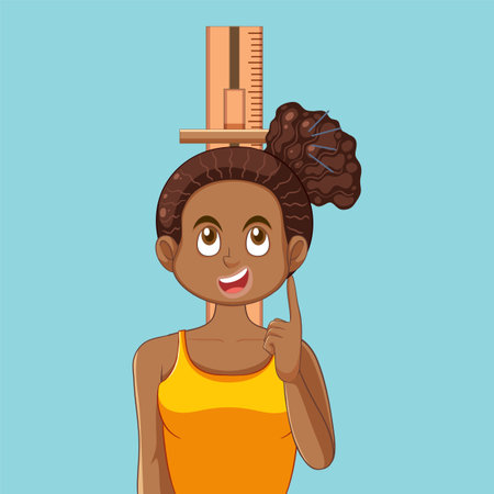 Teen Girl with Measuring Height illustrationのイラスト素材