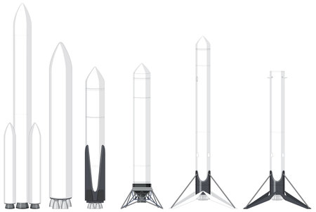 Set of rockets and launch vehicles illustrationのイラスト素材