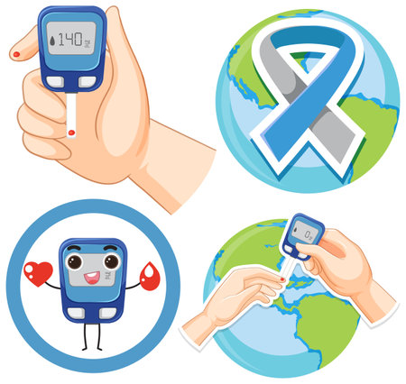 Set of mix diabetes object illustrationのイラスト素材