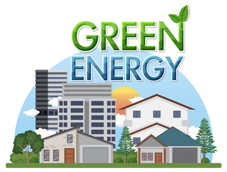 Green energy text banner design illustrationのイラスト素材