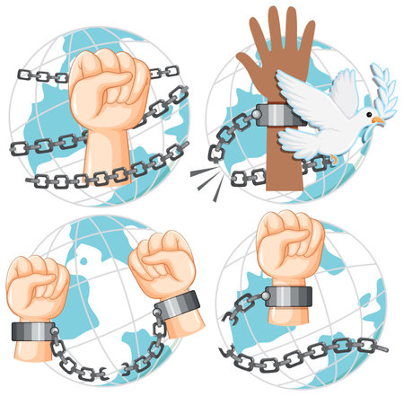 Hands Breaking Chains Vector illustrationのイラスト素材