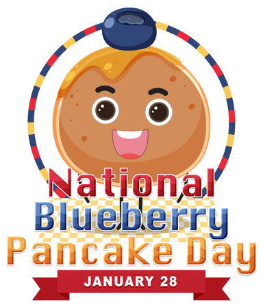 Happy national blueberry pancake day banner design illustrationのイラスト素材