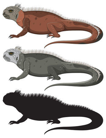 Silhouette of standing iguana illustrationのイラスト素材