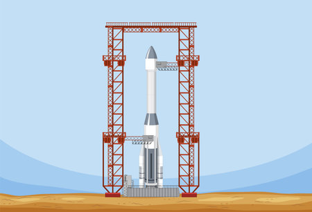 Rocket Launch Scaffolding Vector illustrationのイラスト素材