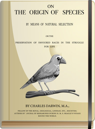 Charles Darwin and The origin of species book illustrationのイラスト素材