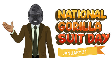 National Gorilla Suit Day Banner Design illustrationのイラスト素材