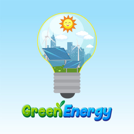 Green energy from natural resources vector concept illustrationのイラスト素材