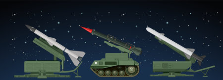 Military missile launcher collection illustrationのイラスト素材
