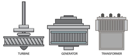 Water turbine vector set illustration