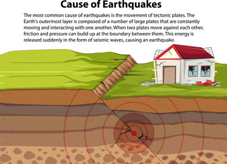 Cause of Earthquakes Information illustrationのイラスト素材