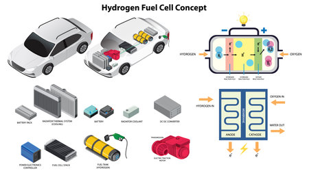 Hydrogen Fuel Cell Technology Concept illustrationのイラスト素材