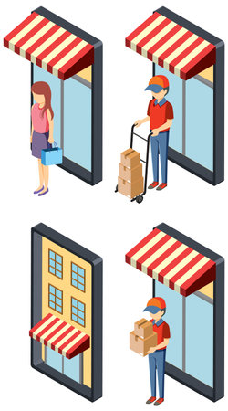 Set of isometric people illustrationのイラスト素材